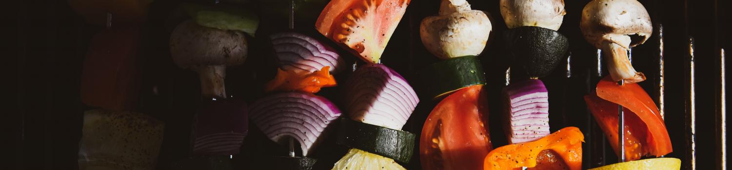 vegetable kabobs on a grill
