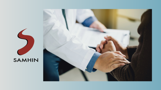zoom in photo of a psychiatrist comforting a patient