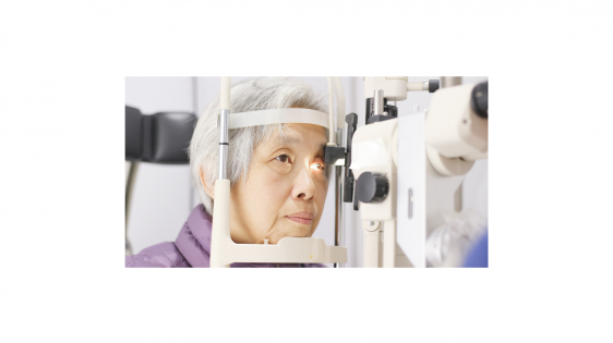 Older Asian woman having her eyes examined